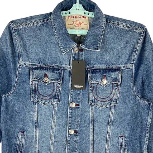 NWT True Religion Men's Medium Storm Wash Jesse SN Trucker Jacket Size XL - Picture 3 of 12